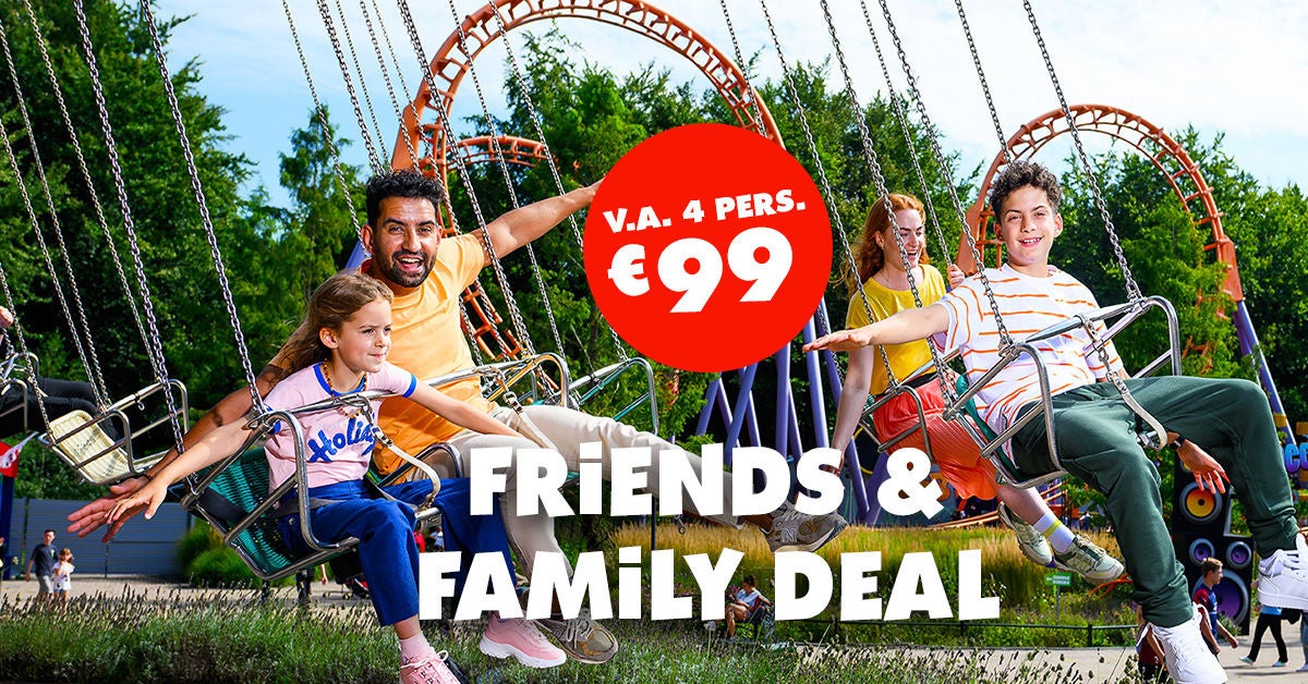 Beleef samen een dag vol actie en adrenaline! Met de Friends & Family Deal scoor je 4 tickets voor maar €99,-.
