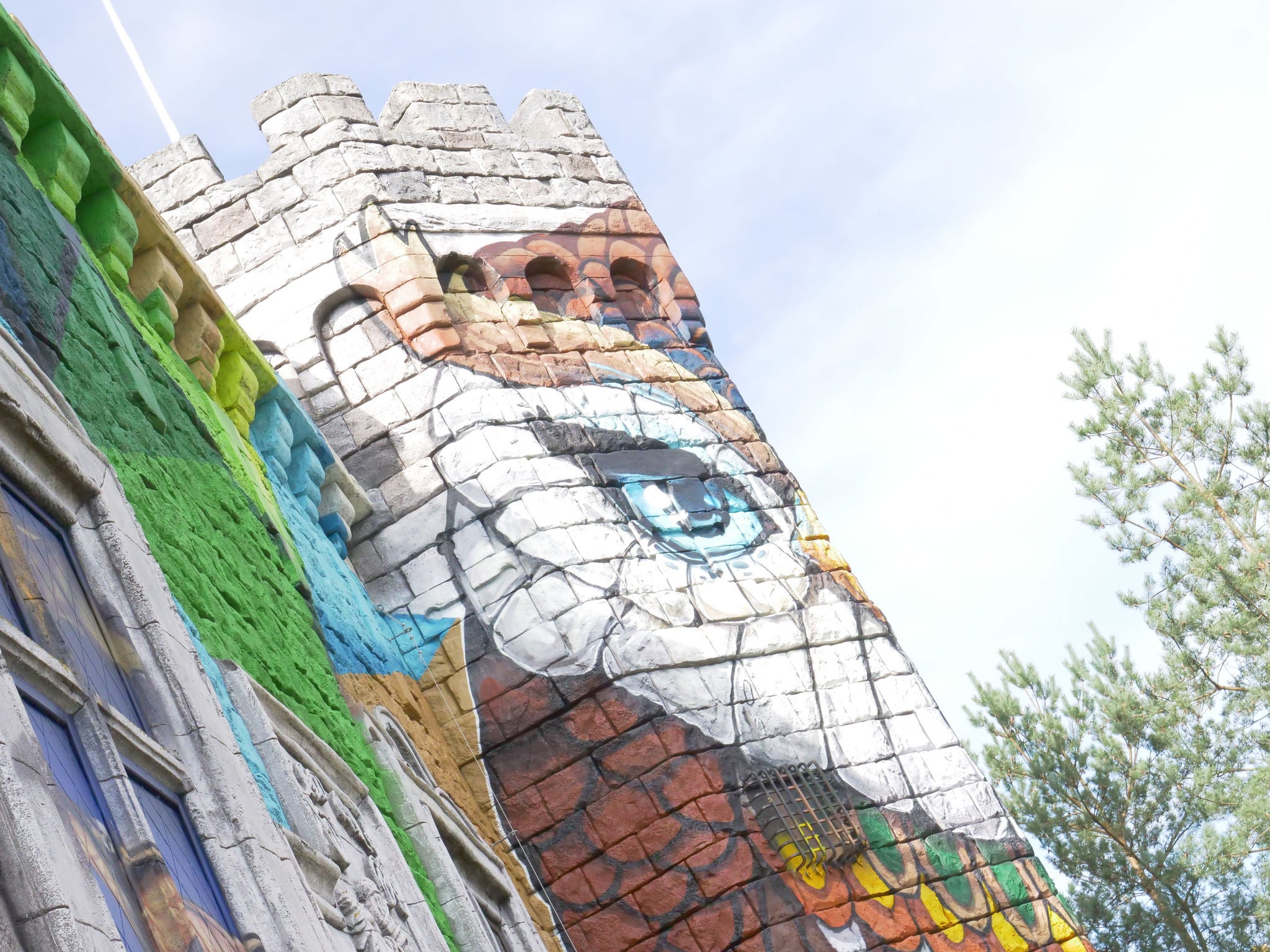 View of the tower of Merlin's magic Castle at Walibi Holland