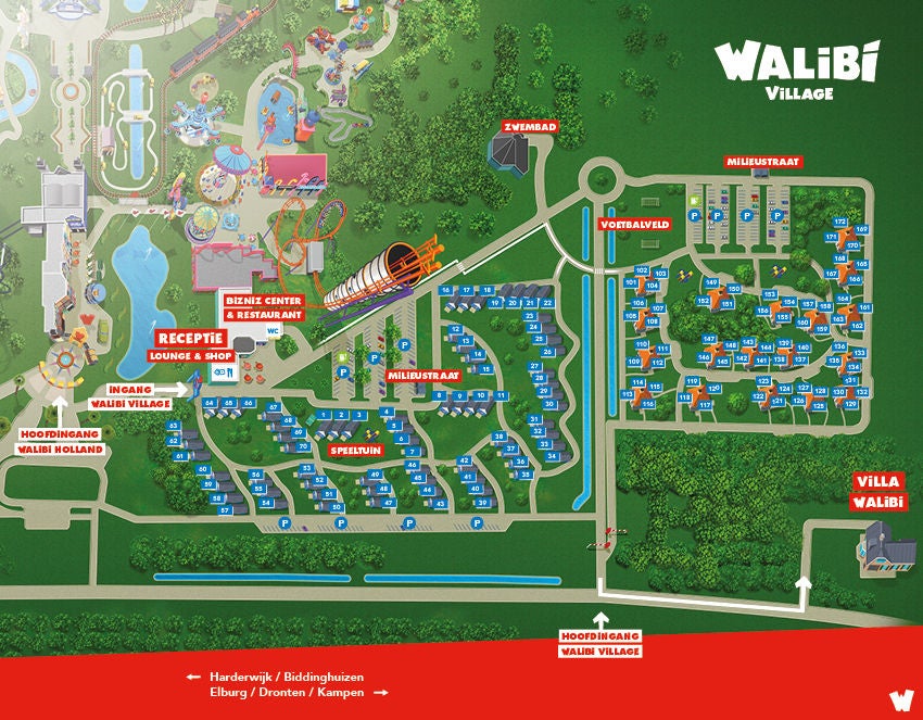 Bekijk de plattegrond van ons vakantiepark Walibi Village